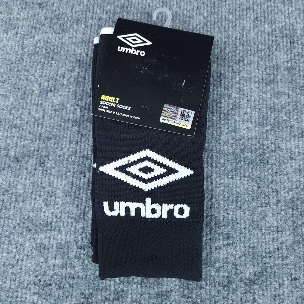 Umbro Soccer Socks Mens Size 10-13 Black Over Calf Moisture Wicking Athletic